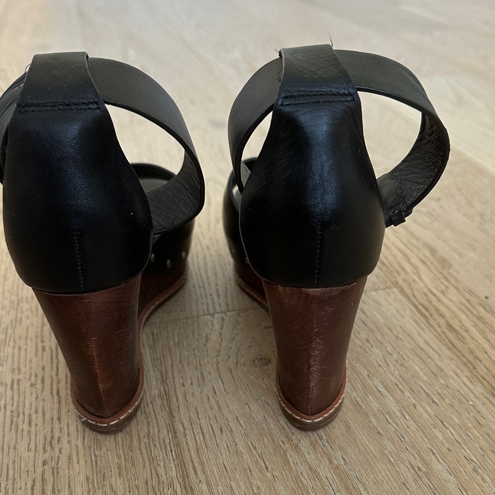 Derek Lam 10 Crosby - Black and Brown Wedge Sandals - Picture 4 of 8